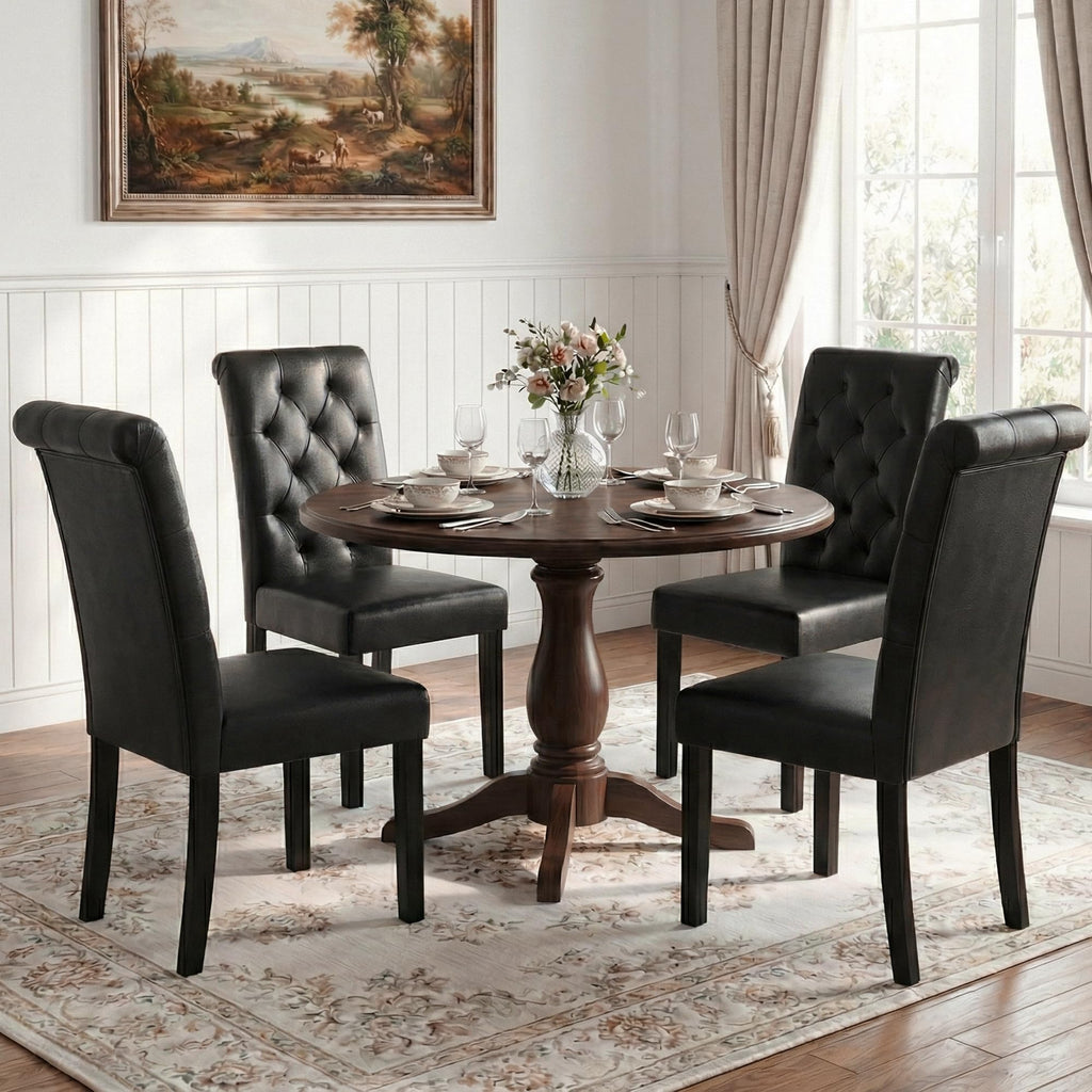 Black Upholstered Dining Chairs Set of 2 H46782