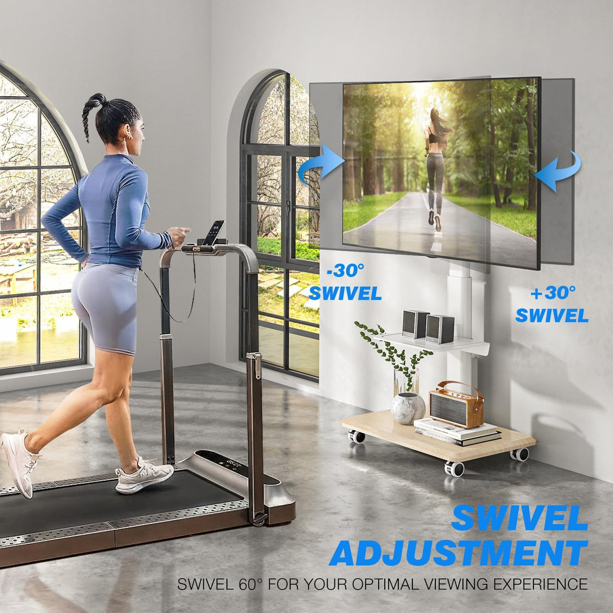 White Height Adjustable Rolling TV Stand for 32-75 Inch TVs Z362