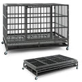 48 Inch Foldable Metal Dog Crate with 2 Lockable Doors A794050