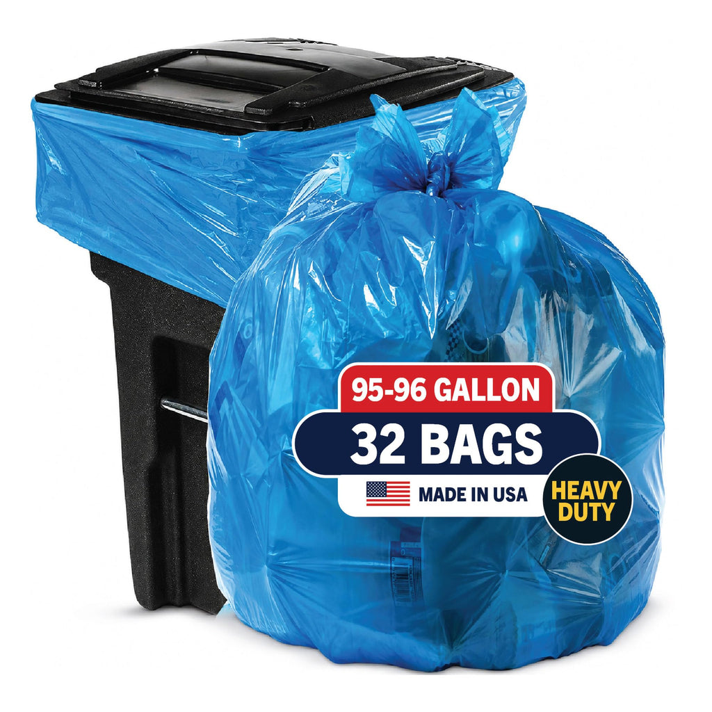 Blue 95-96 Gallon Garbage or Recycling Bags 32 Count K7706