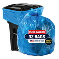 Blue 95-96 Gallon Garbage or Recycling Bags 32 Count K7706