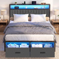 Full Bed Frame with 2 Drawers, LED Lights and Charging Station G661365