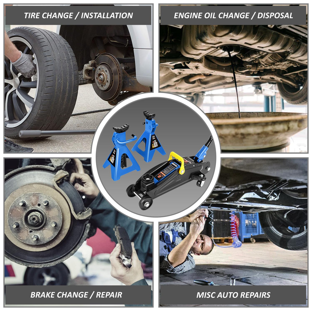 2 Ton Car Jack and Stands Kit Blue D351762