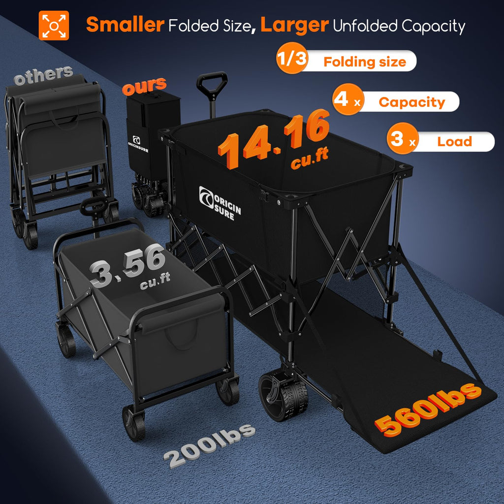 Foldable Double Decker Wagon, 560lbs, Black K56033