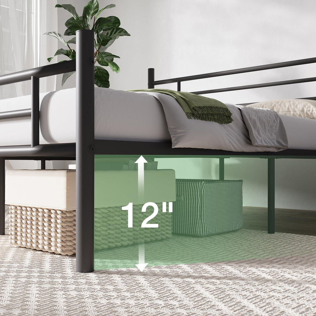 Full Size Metal Platform Bed Frame with Headboard and Footboard B94684