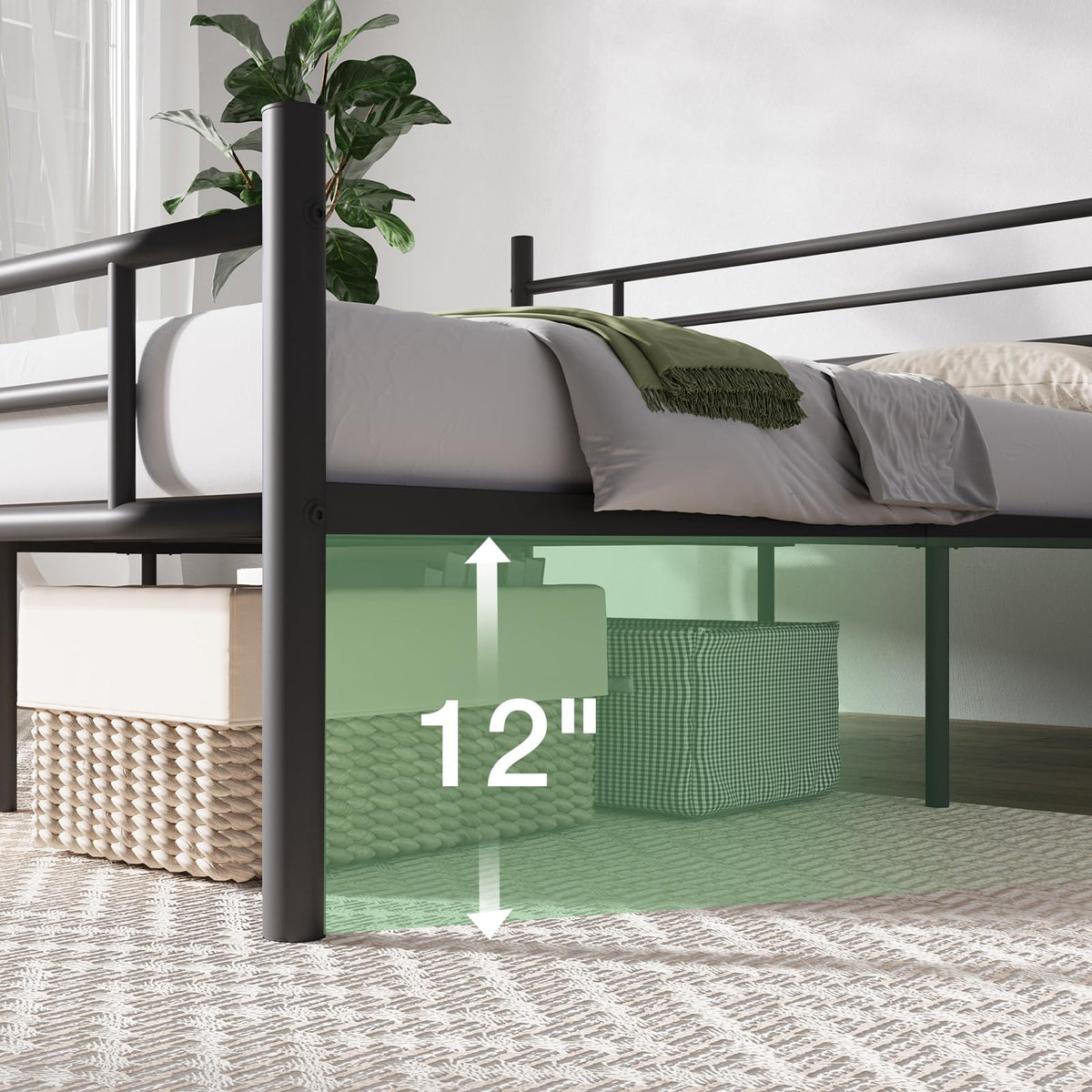 Full Size Metal Platform Bed Frame with Headboard and Footboard B94684