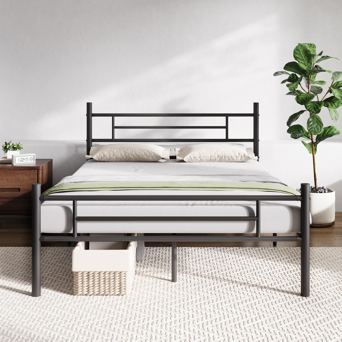 Full Size Metal Platform Bed Frame with Headboard and Footboard B94684