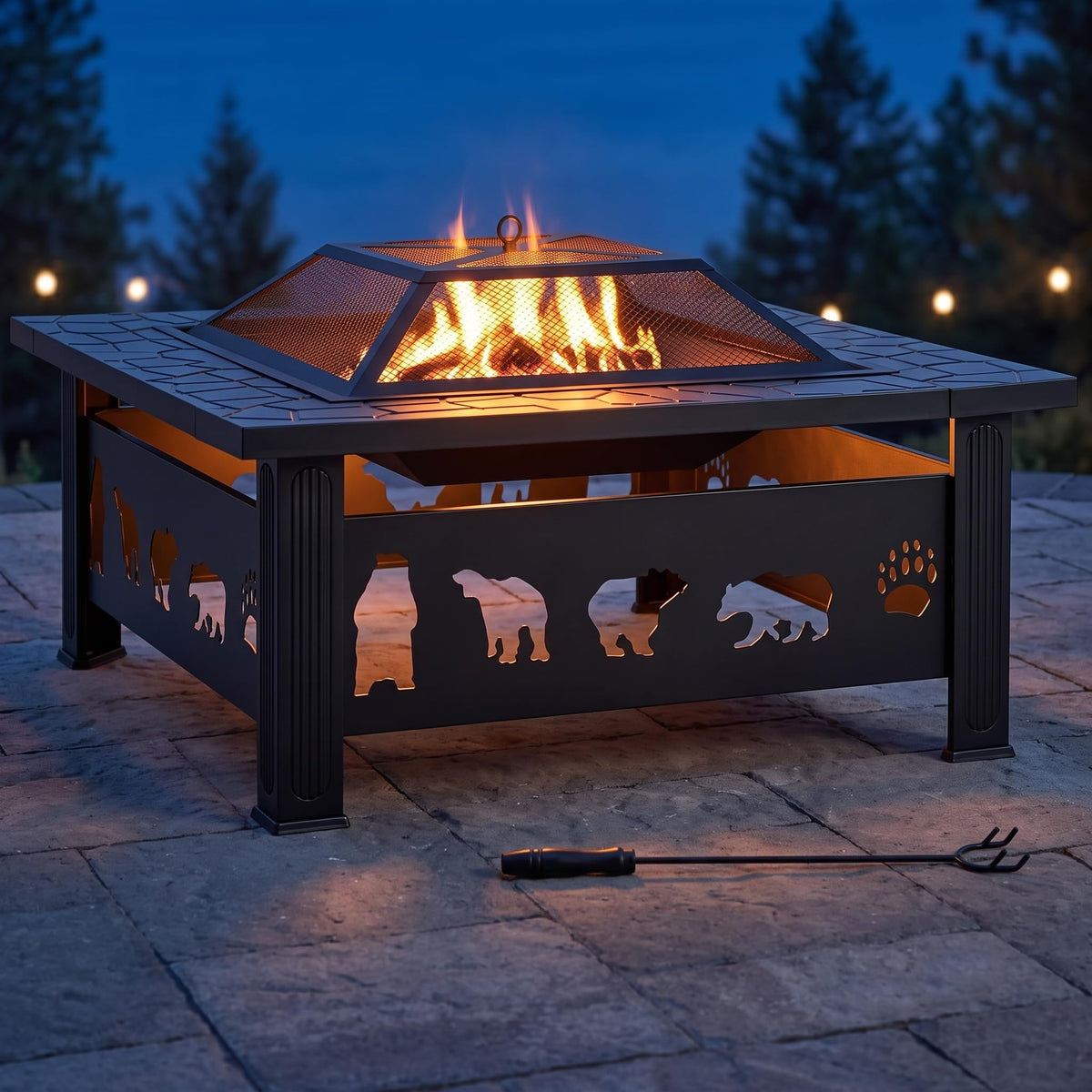 32" Outdoor Wood Burning Fire Pit Table A828