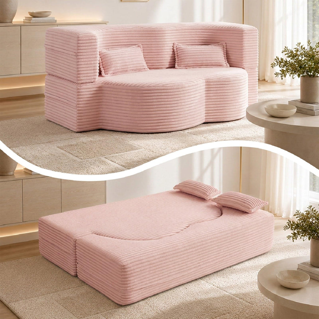 Pink Corduroy Futon Sofa Bed V321