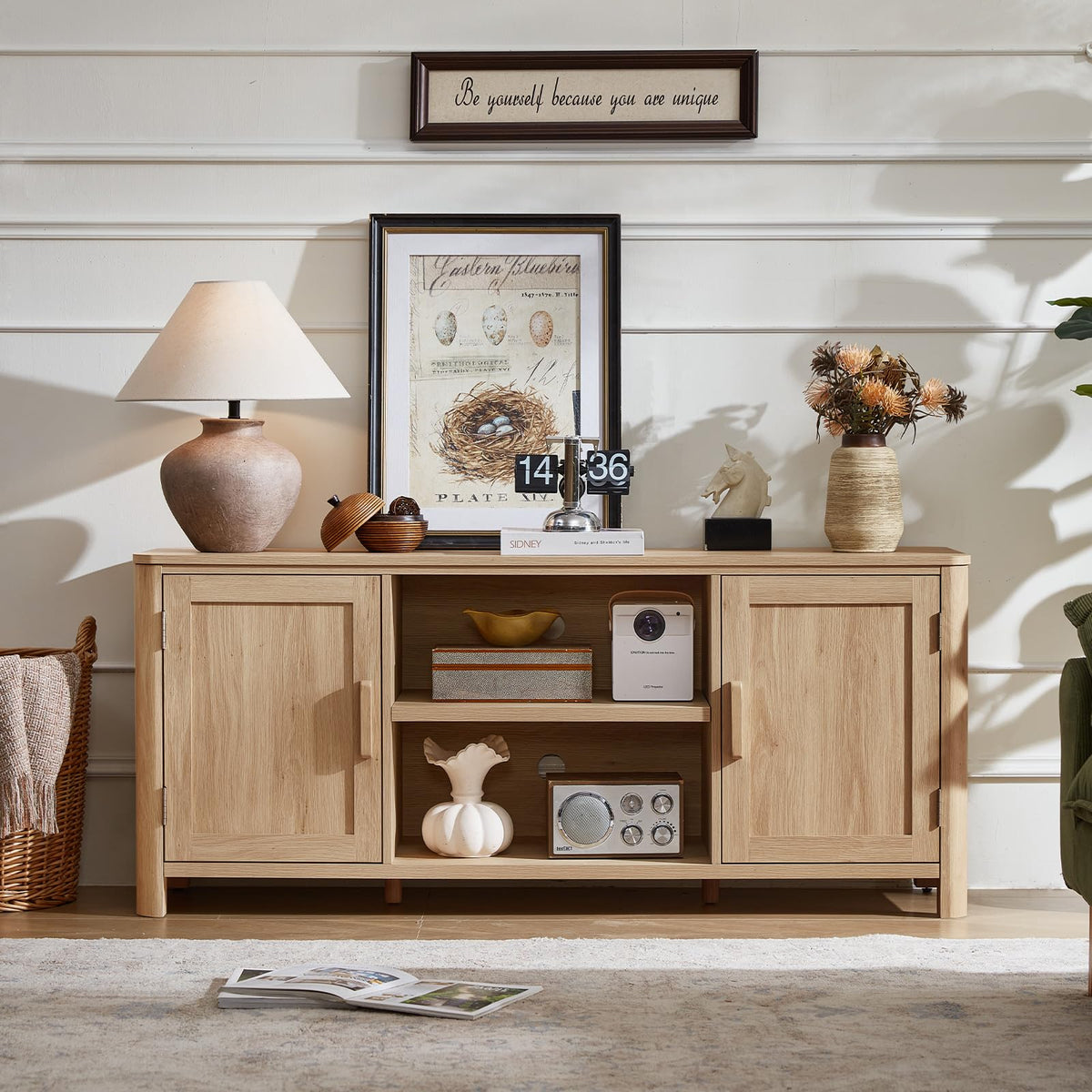 55" Natural Oak Tv Stand T61373