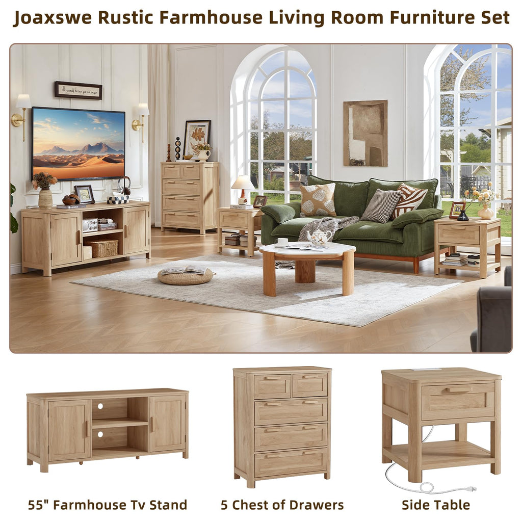 55" Natural Oak Tv Stand T61373