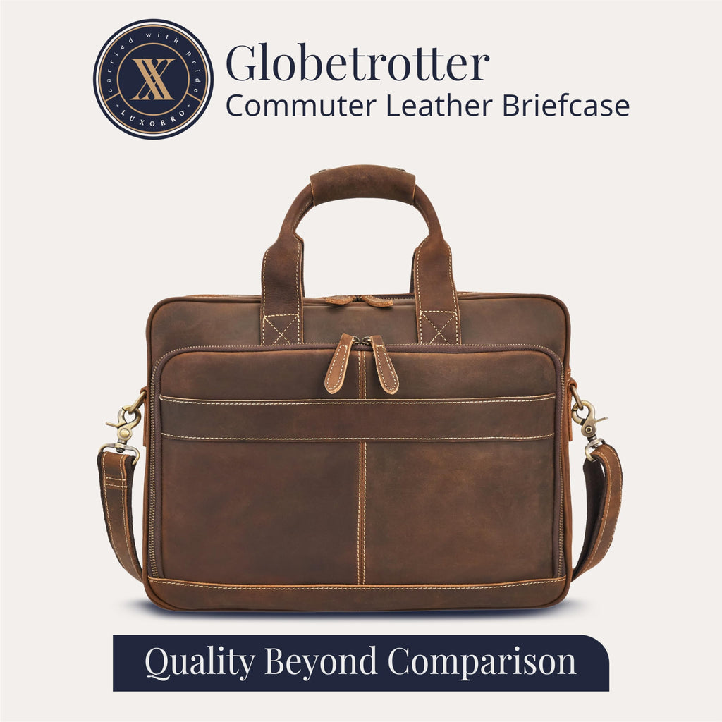 Full-Grain Leather Laptop Briefcase O7779