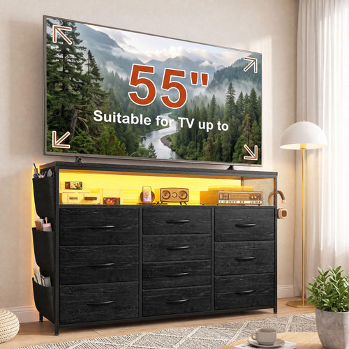 10 Drawer Dresser with LED Lights & Power Outlets K250