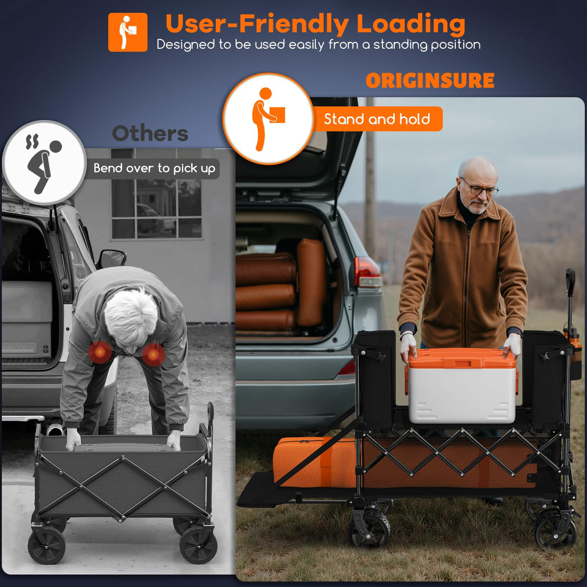 Foldable Double Decker Wagon, 560lbs, Black K56033