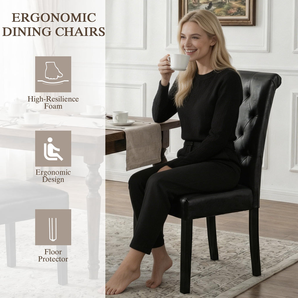Black Upholstered Dining Chairs Set of 2 H46782