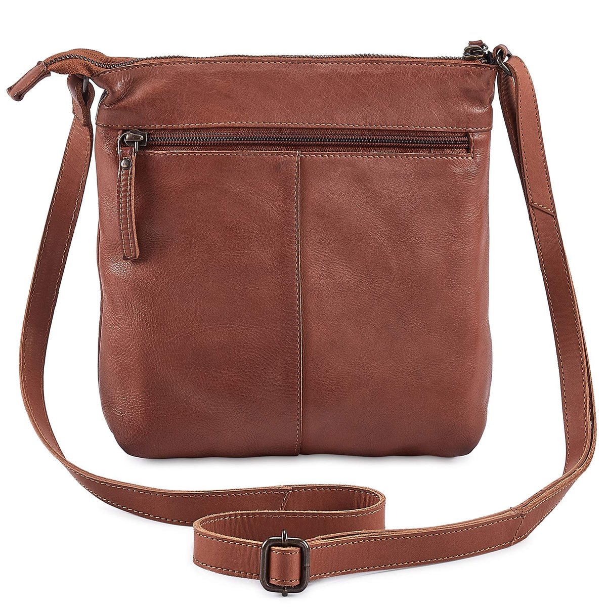 Small Genuine Leather Crossbody Bag with Adjustable Strap J90247