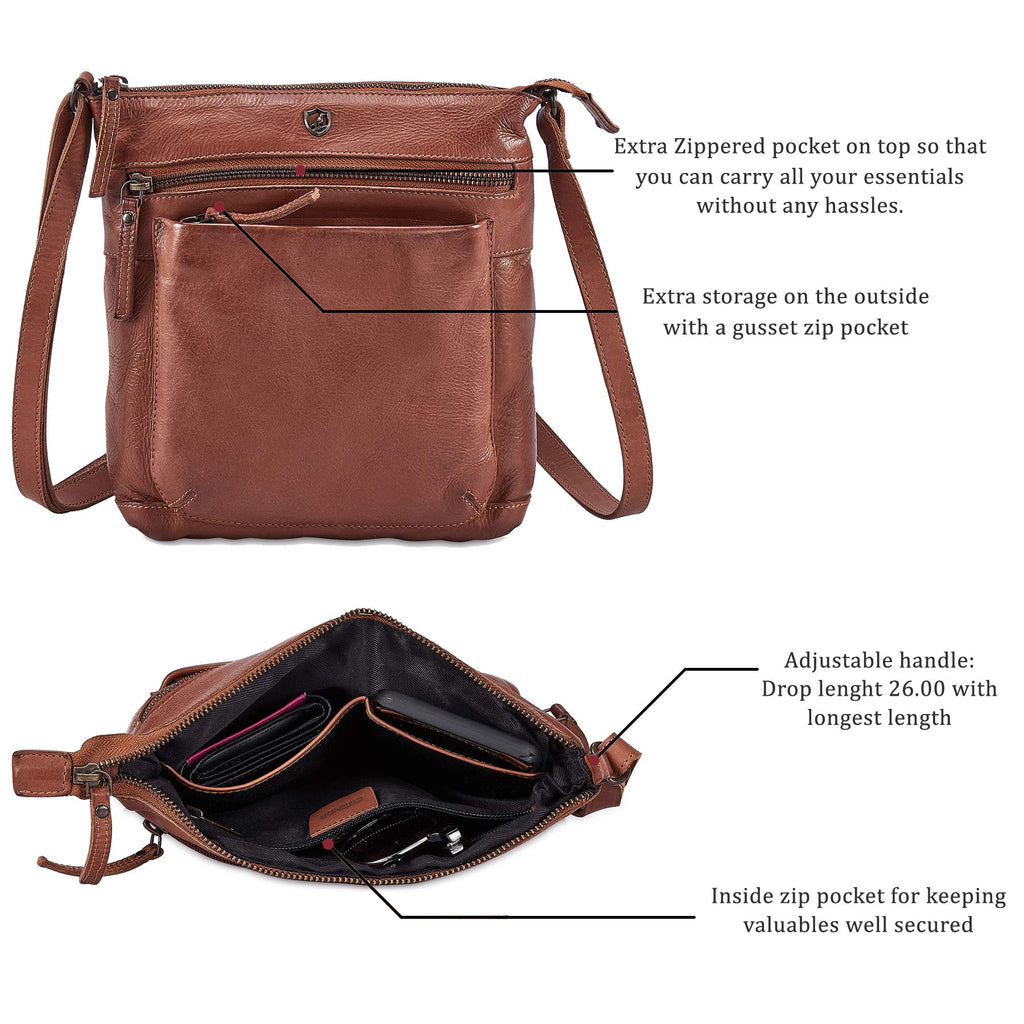 Small Genuine Leather Crossbody Bag with Adjustable Strap J90247