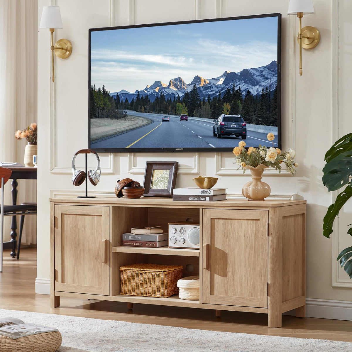 55" Natural Oak Tv Stand T61373