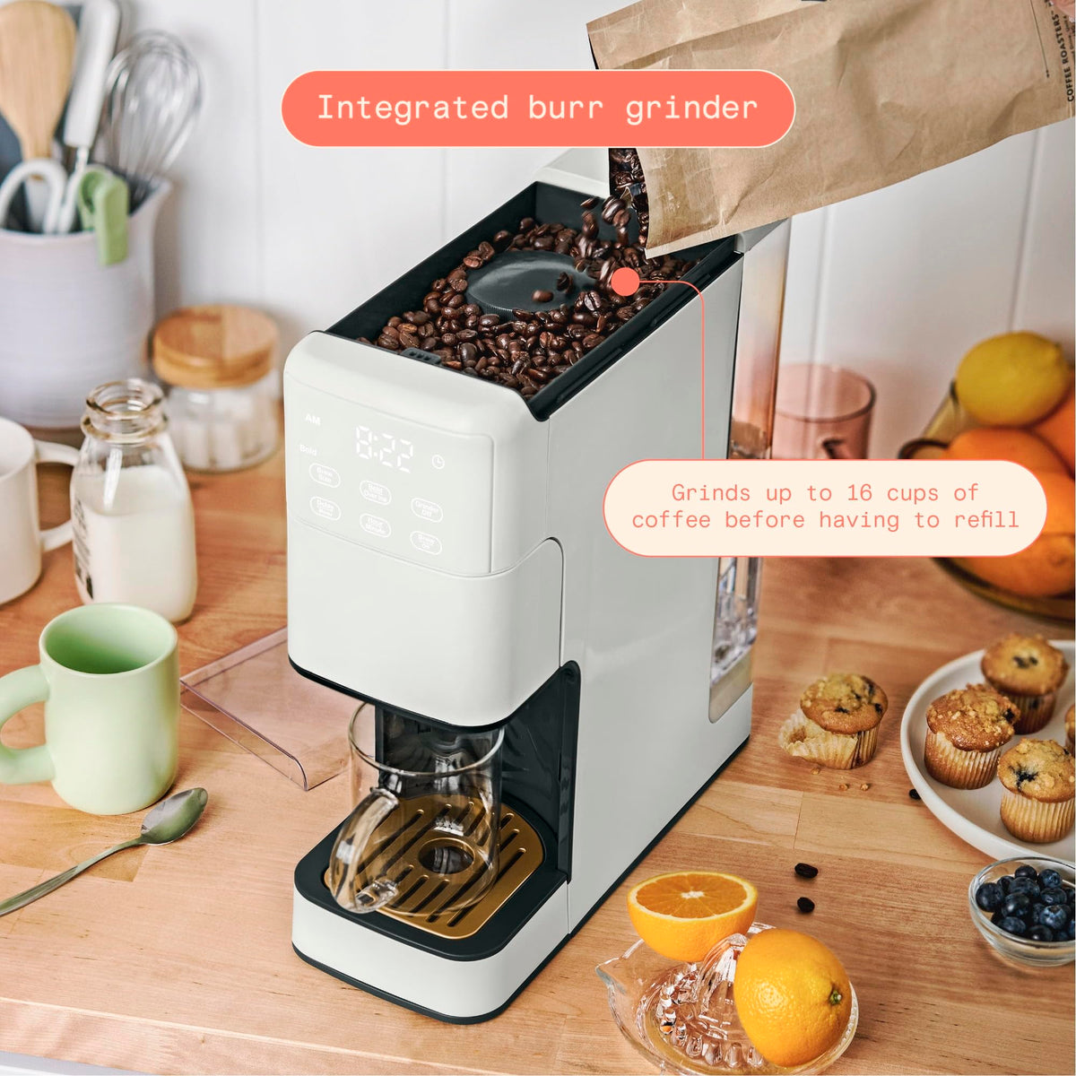Single Serve Coffee Maker with Burr Grinder S48207