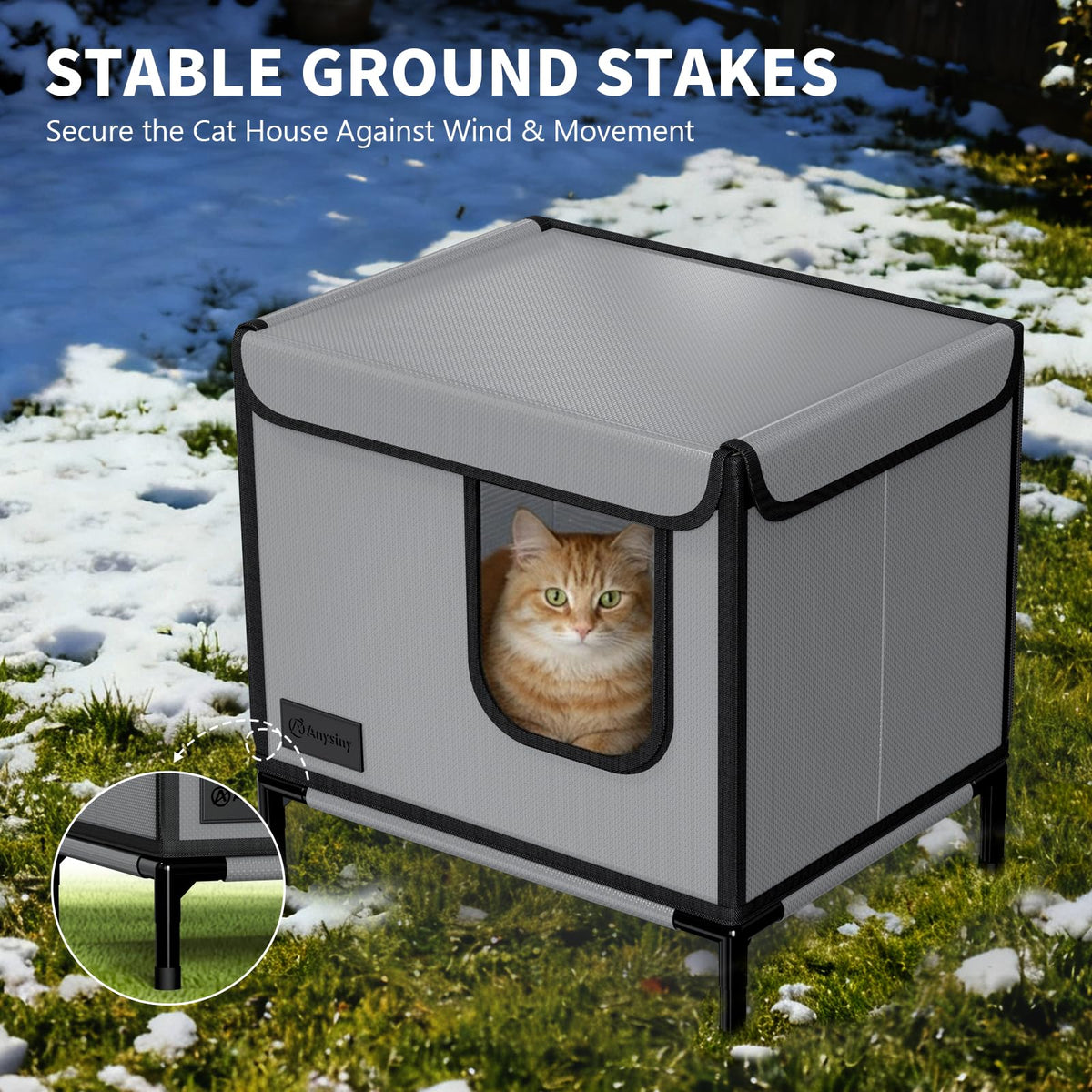 Weatherproof Outdoor Cat House with Thermal Aluminum Foil Z9605