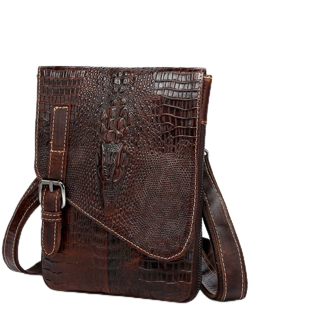 Genuine Leather Crocodile Embossed Mini Messenger Bag P1077