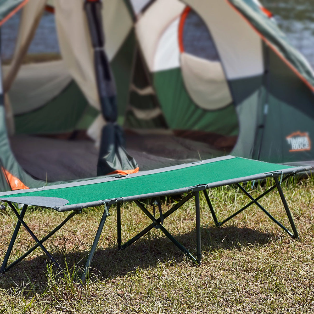 Green Folding Camping Cot with Carry Bag P36365