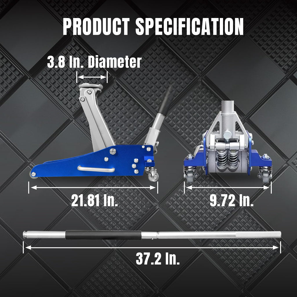 Blue 1.5 Ton Low Profile Aluminum Steel Racing Floor Jack A9056