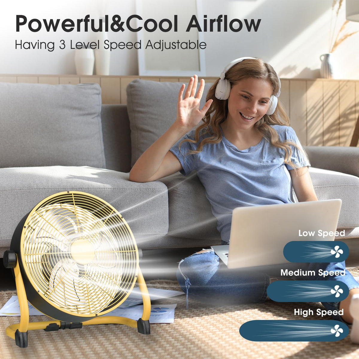 12 Inch High Velocity Metal Floor Fan S321