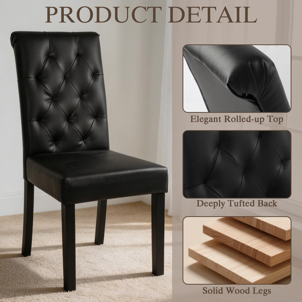 Black Upholstered Dining Chairs Set of 2 H46782