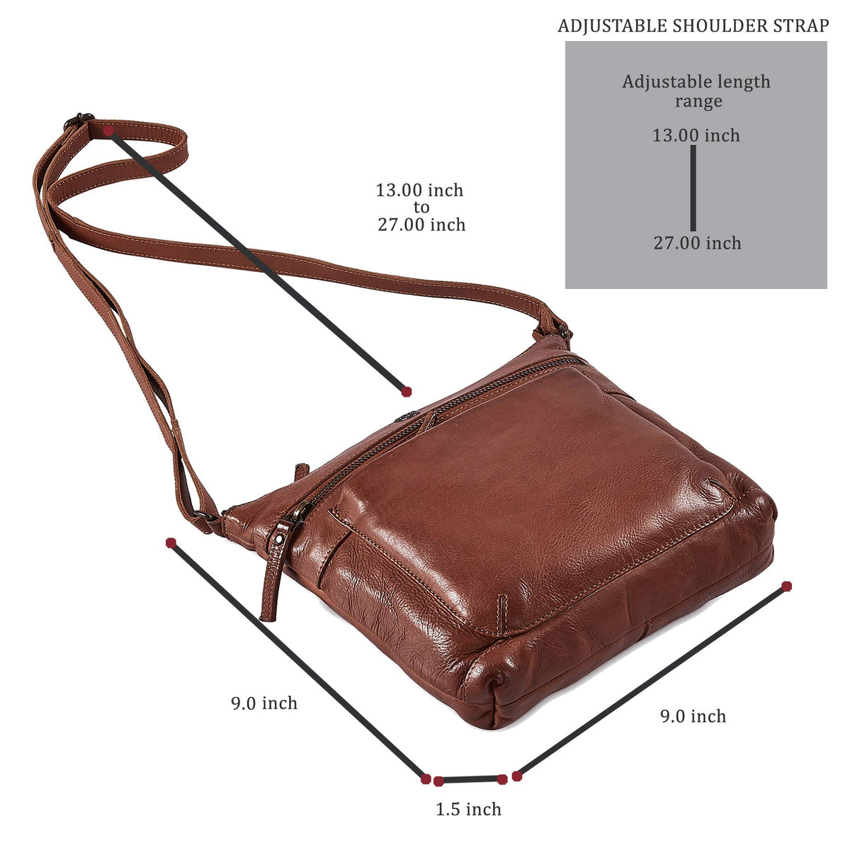 Small Genuine Leather Crossbody Bag with Adjustable Strap J90247