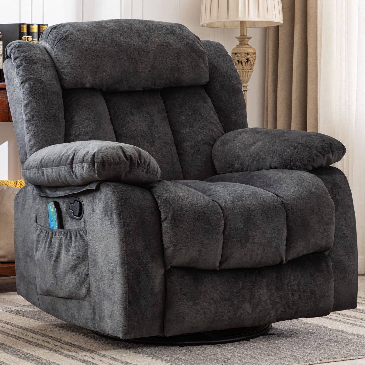 Gray Massage Swivel Rocker Recliner Chair A7766
