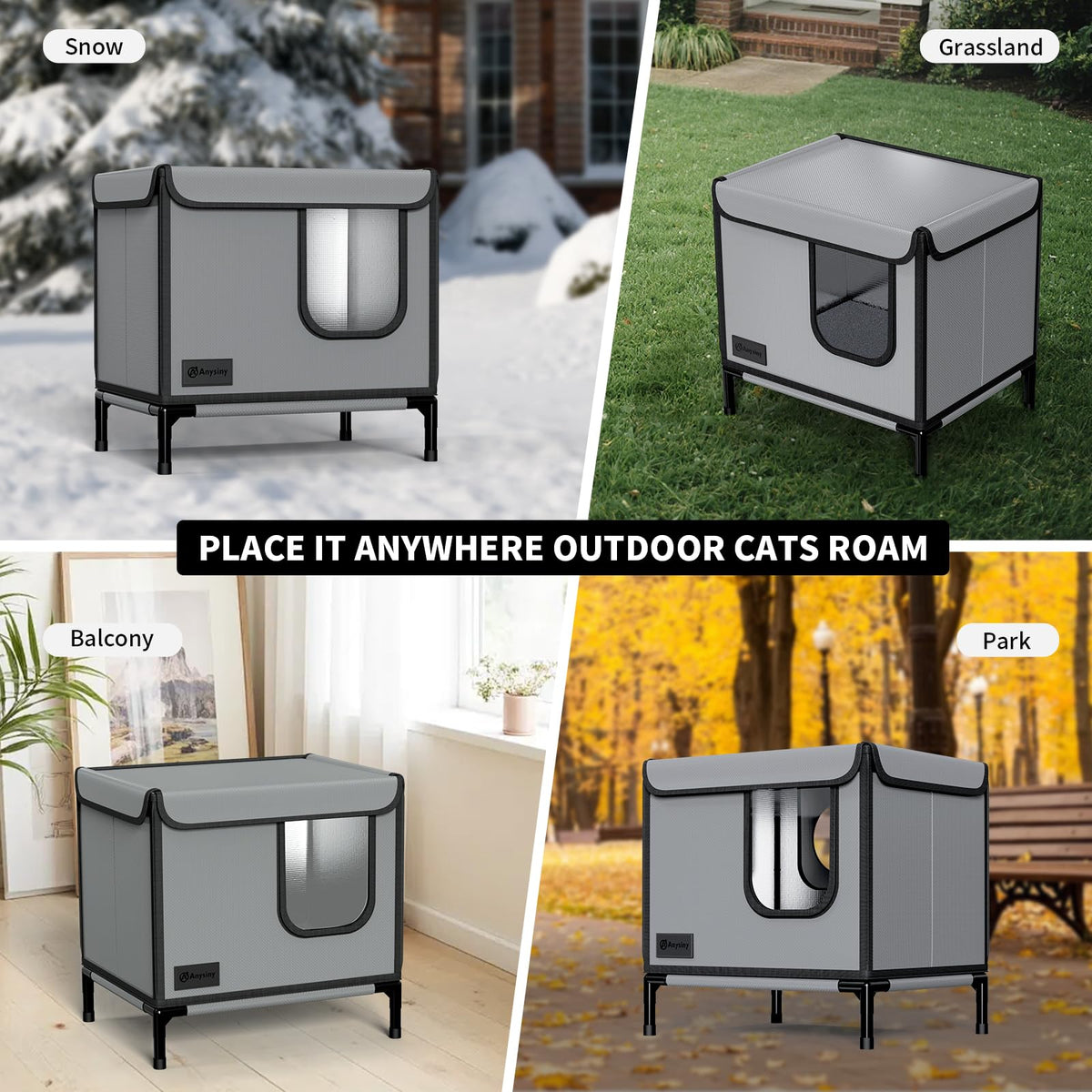 Weatherproof Outdoor Cat House with Thermal Aluminum Foil Z9605