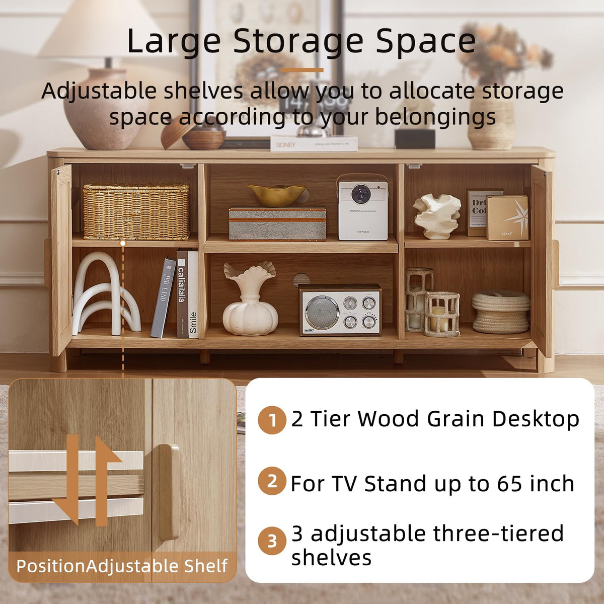 55" Natural Oak Tv Stand T61373
