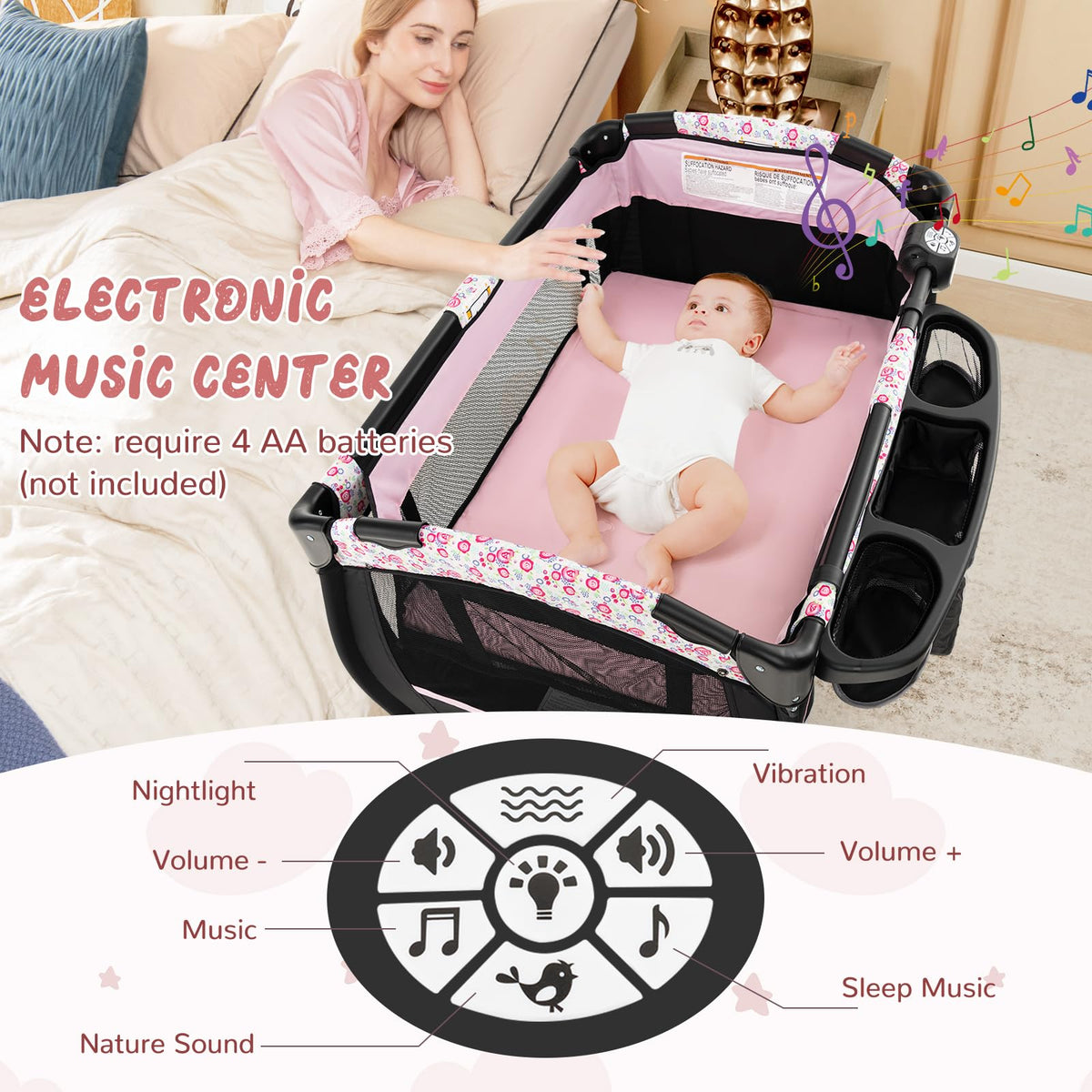 4 in 1 Portable Baby Playpen with Bassinet Q67112