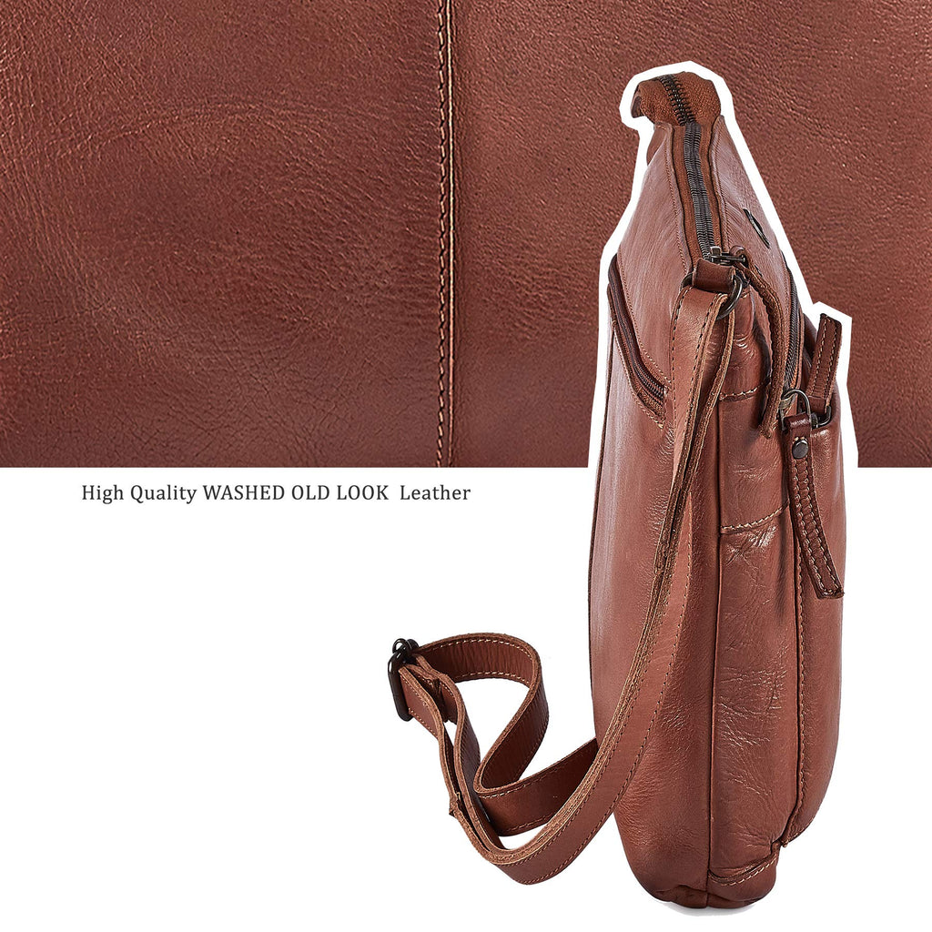 Small Genuine Leather Crossbody Bag with Adjustable Strap J90247