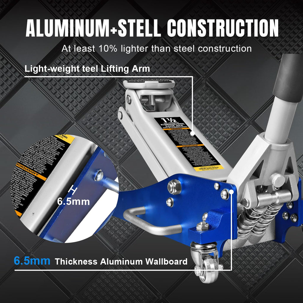 Blue 1.5 Ton Low Profile Aluminum Steel Racing Floor Jack A9056