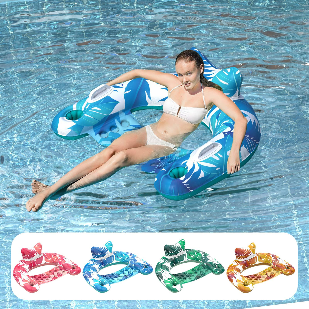4 Pack Inflatable Pool Floats with Cupholders Y27972