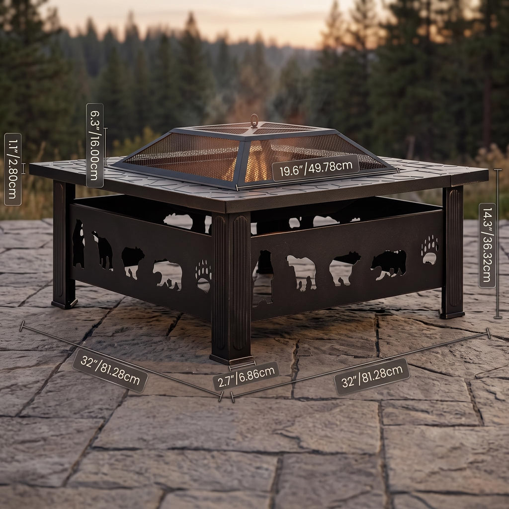 32" Outdoor Wood Burning Fire Pit Table A828