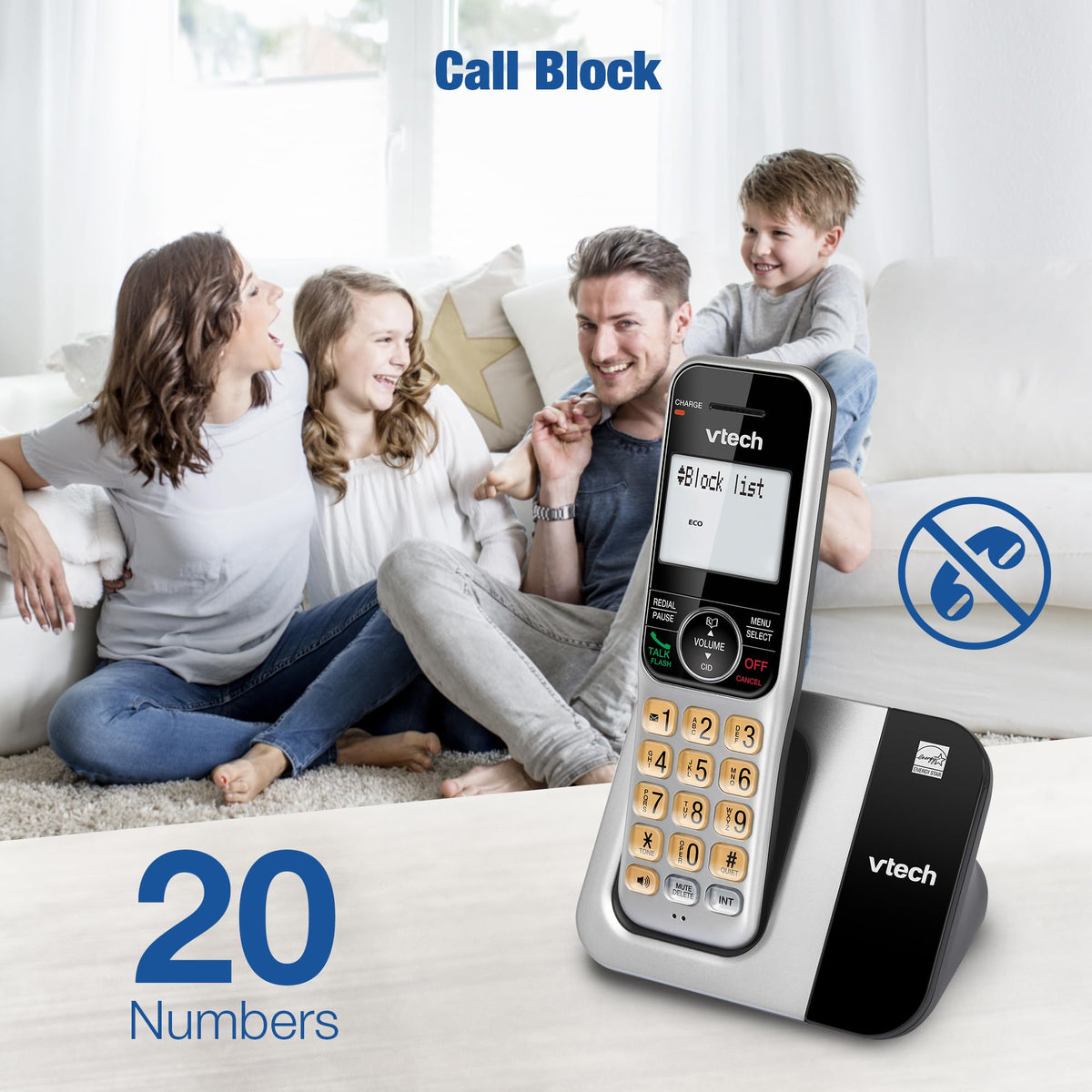 2-Handset Cordless Phone System with Call Block Z114