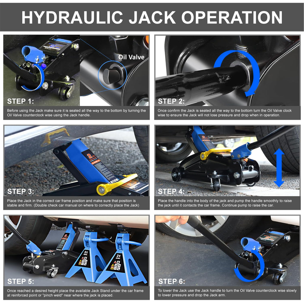 2 Ton Car Jack and Stands Kit Blue D351762