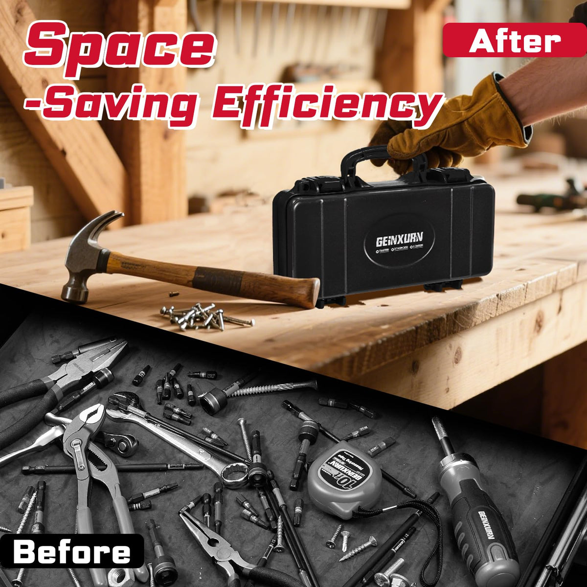 Black Steel Tool Box with Safety Latch and Handle D898
