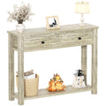 32 Inch Light Rustic Oak Console Table with 2 Drawers Q285310