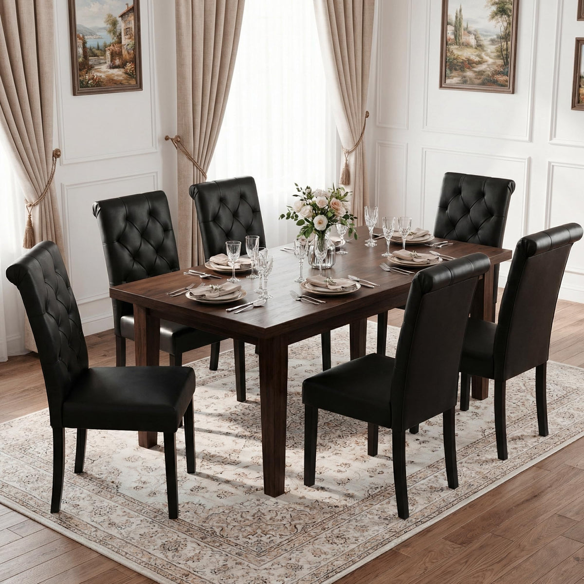 Black Upholstered Dining Chairs Set of 2 H46782