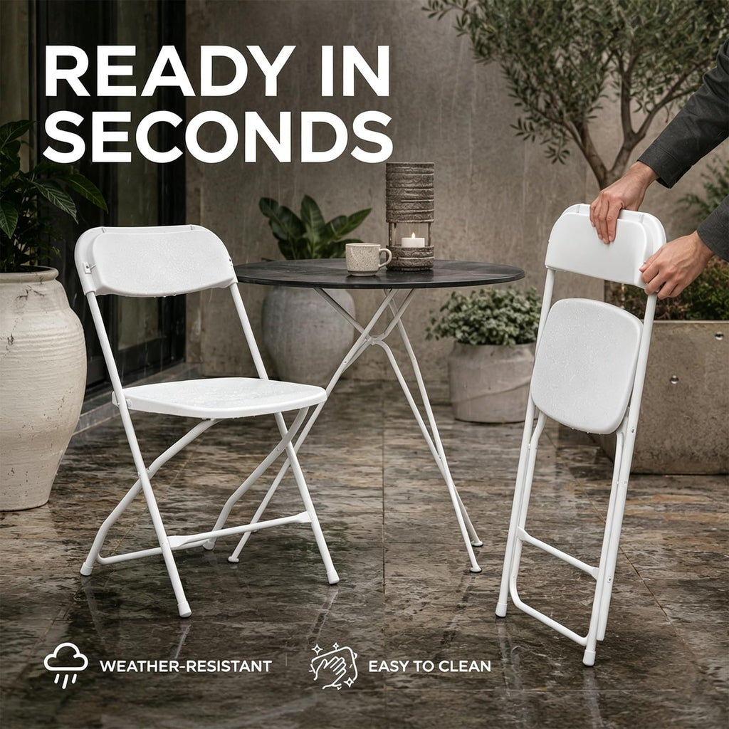 10 Pack White Heavy Duty Plastic Folding Chairs L886556