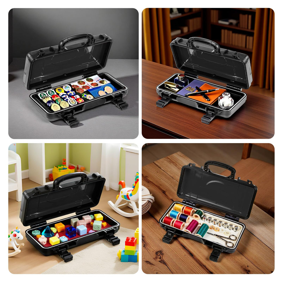 Black Steel Tool Box with Safety Latch and Handle D898