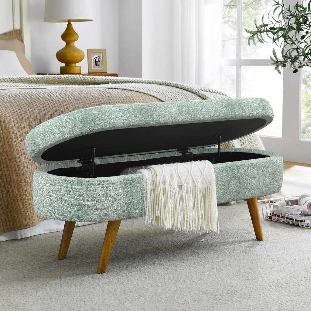 Oval Storage Bench with Rubber Wood Legs L94821