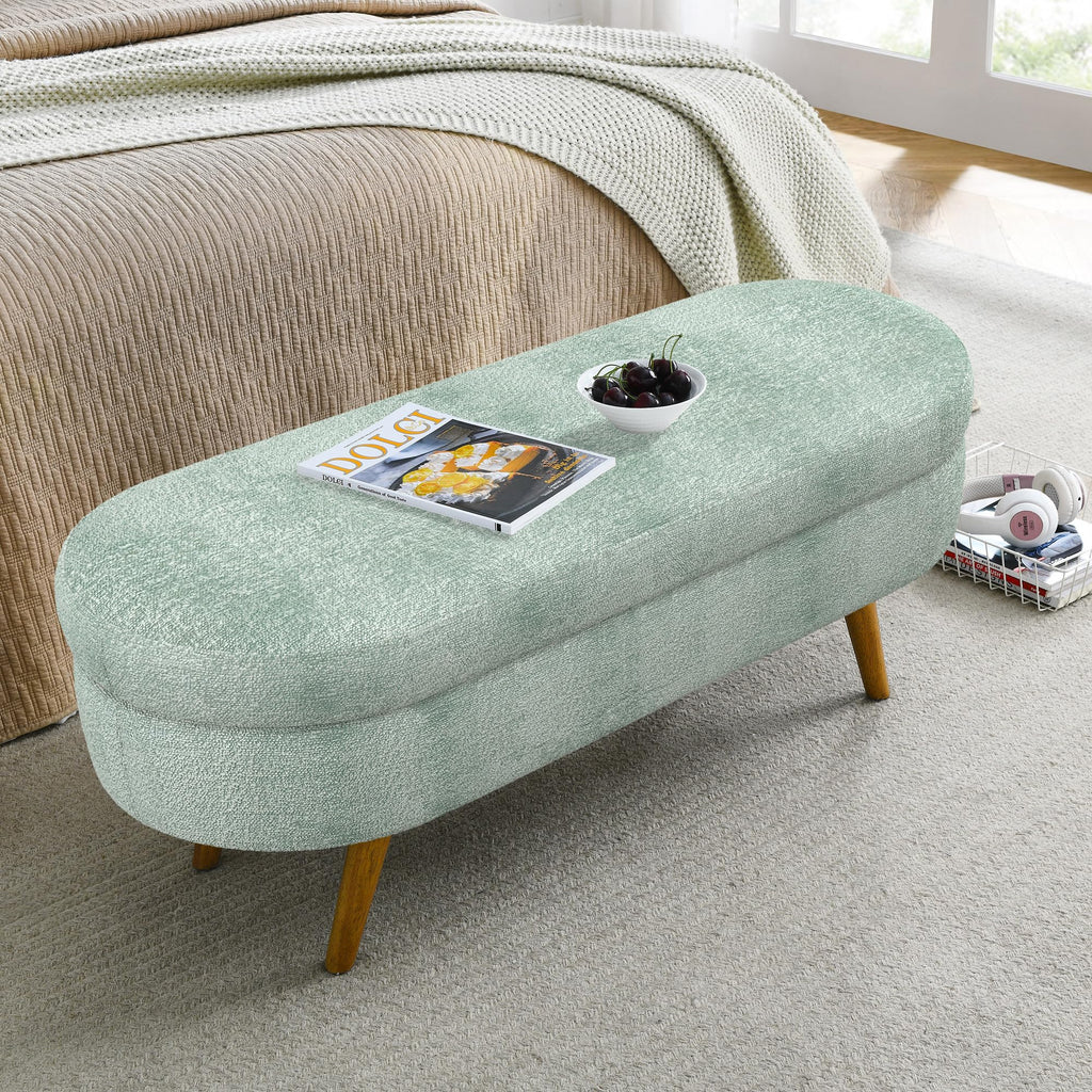 Oval Storage Bench with Rubber Wood Legs L94821