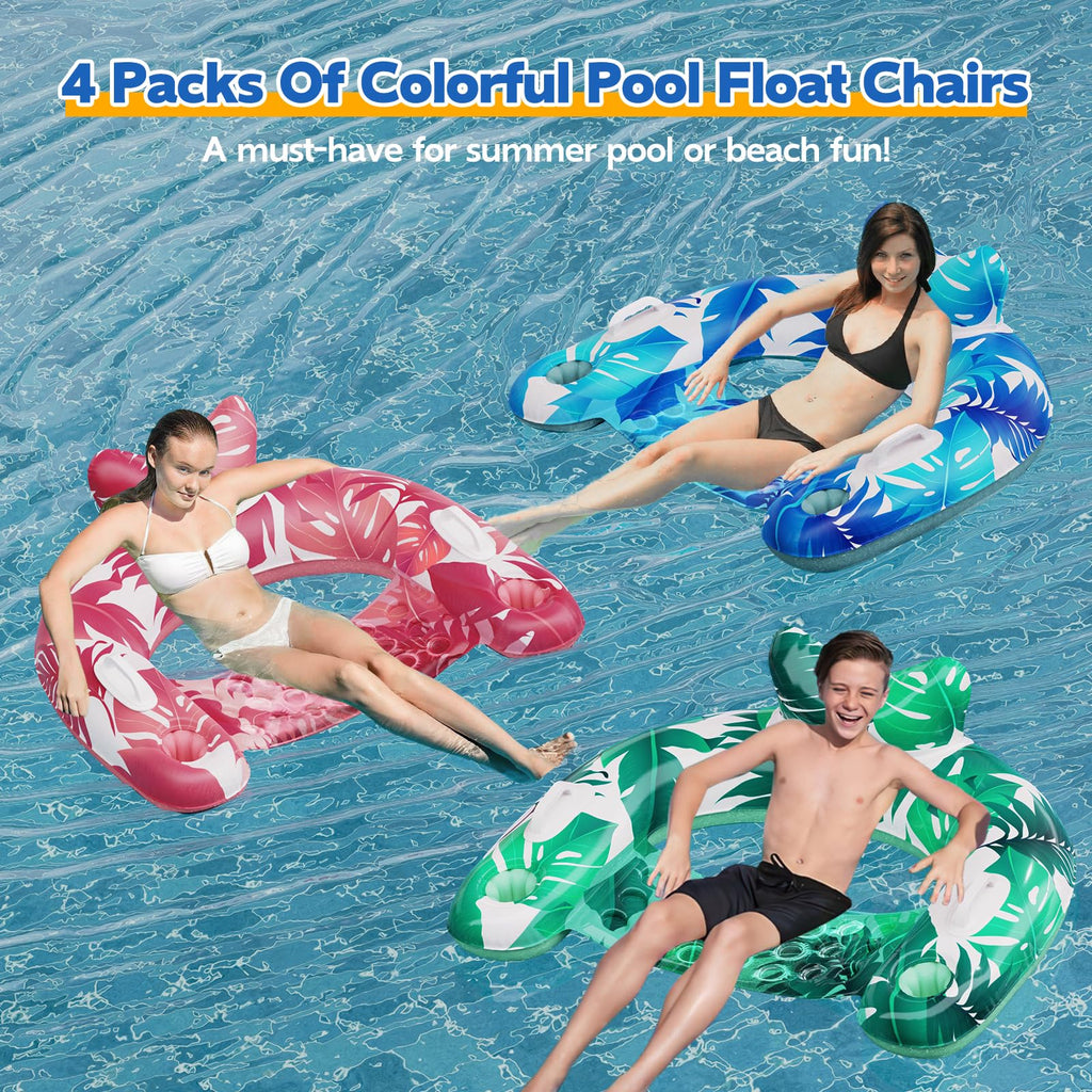 4 Pack Inflatable Pool Floats with Cupholders Y27972