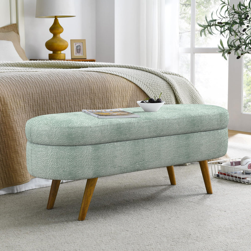 Oval Storage Bench with Rubber Wood Legs L94821