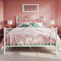 Full Size White Metal Bed Frame with Headboard V6013